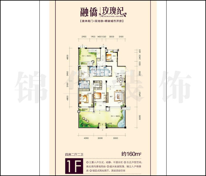融僑中央花園玫瑰紀(jì)一樓160平米 戶(hù)型